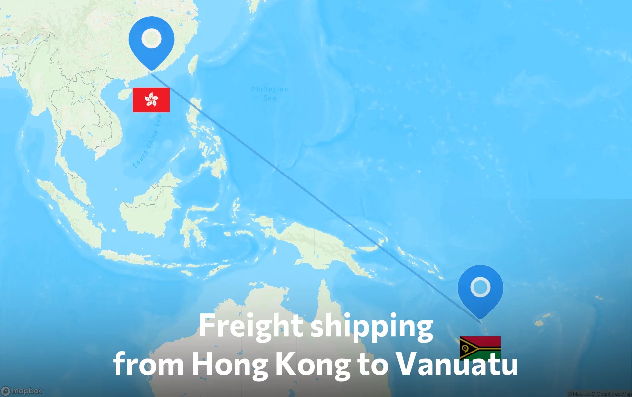 Shipping route from Hong Kong to Vanuatu