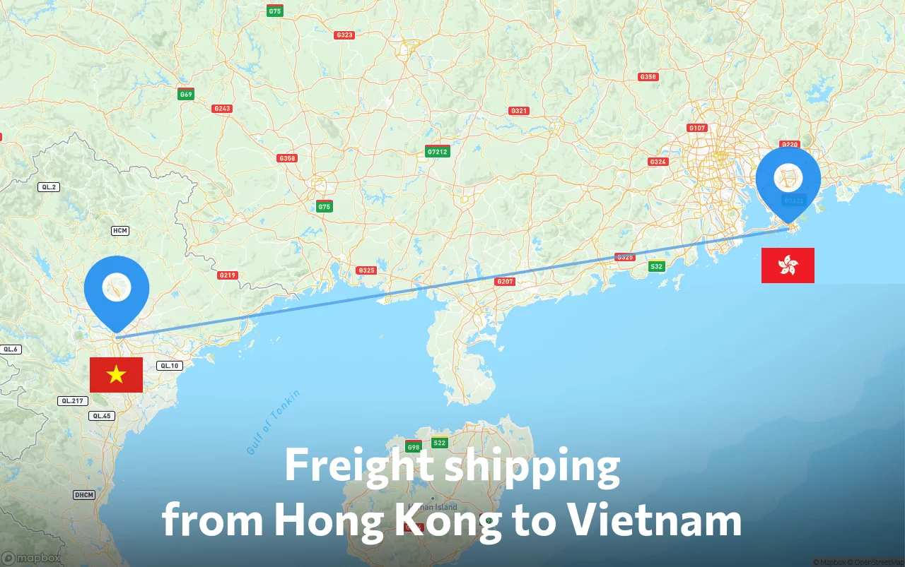 Shipping route from Hong Kong to Vietnam