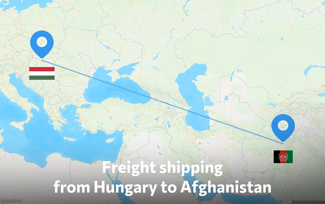 Shipping route from Hungary to Afghanistan