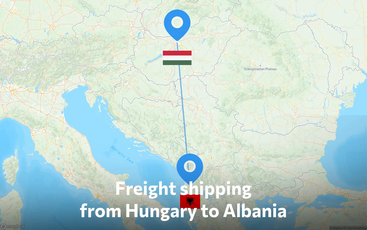 Shipping route from Hungary to Albania