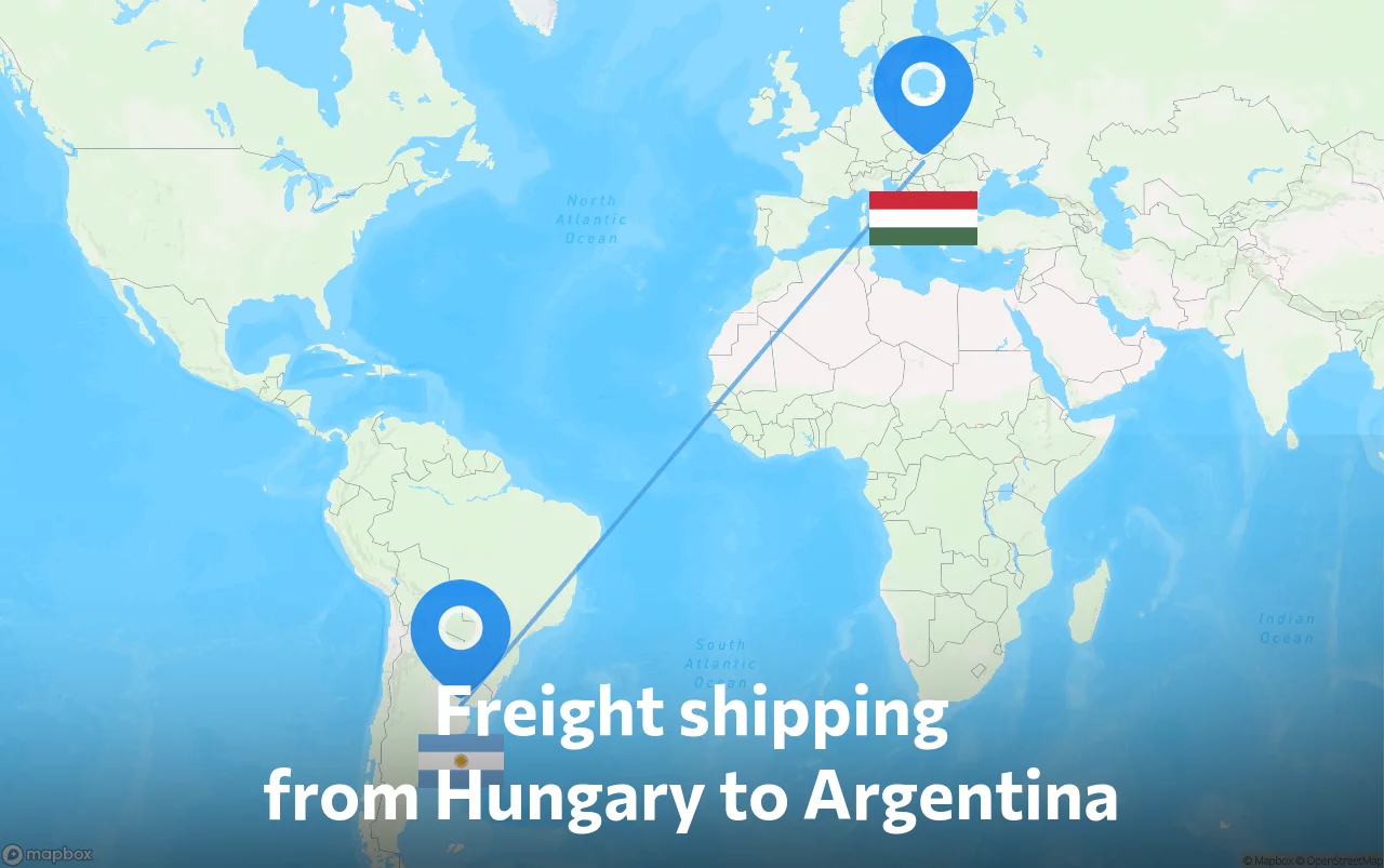 Shipping route from Hungary to Argentina