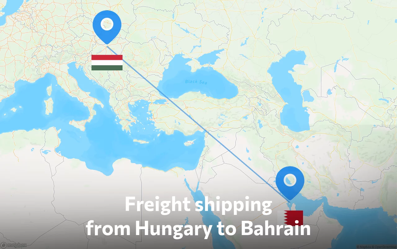 Shipping route from Hungary to Bahrain