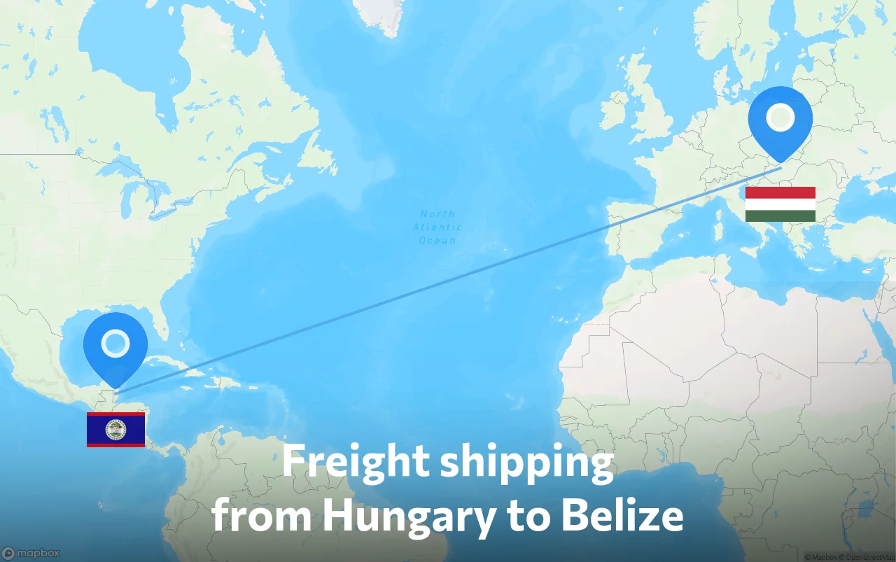 Shipping route from Hungary to Belize