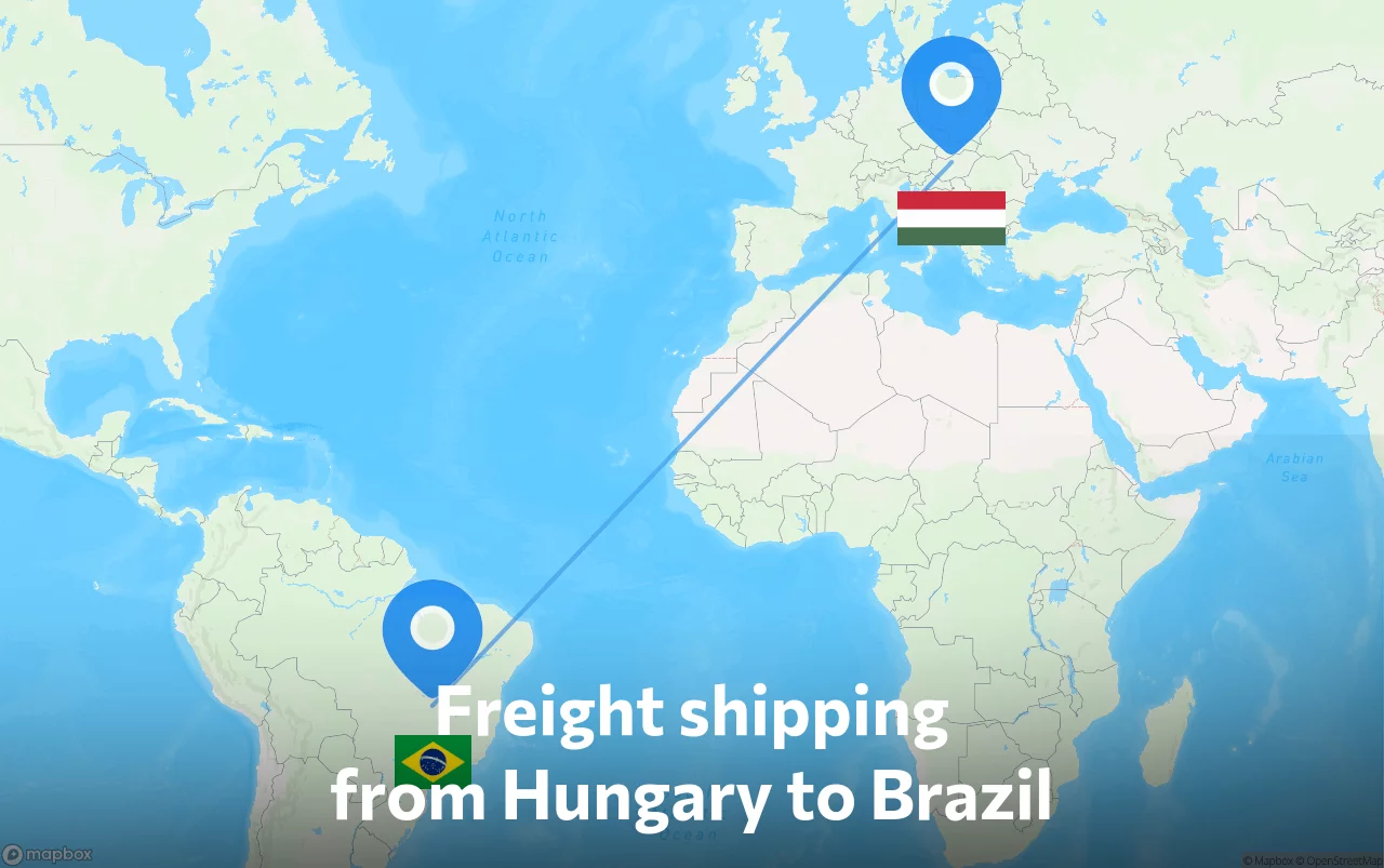 Shipping route from Hungary to Brazil