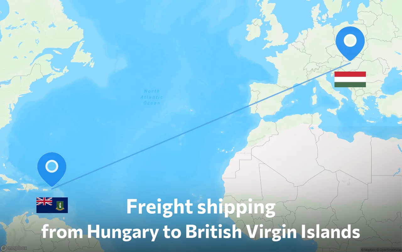 Shipping route from Hungary to British Virgin Islands