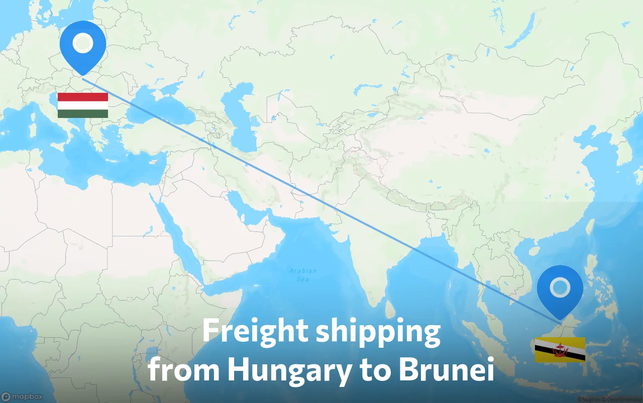 Shipping route from Hungary to Brunei