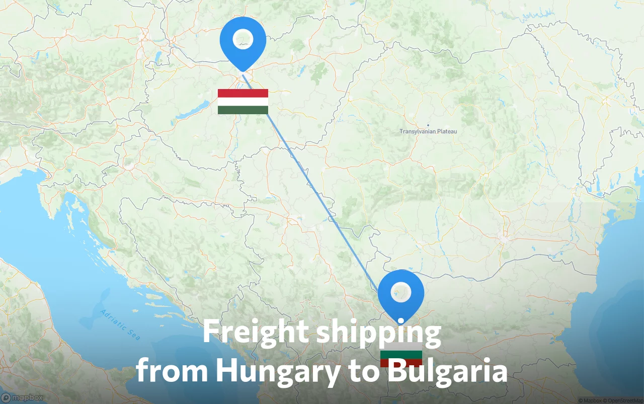 Shipping route from Hungary to Bulgaria