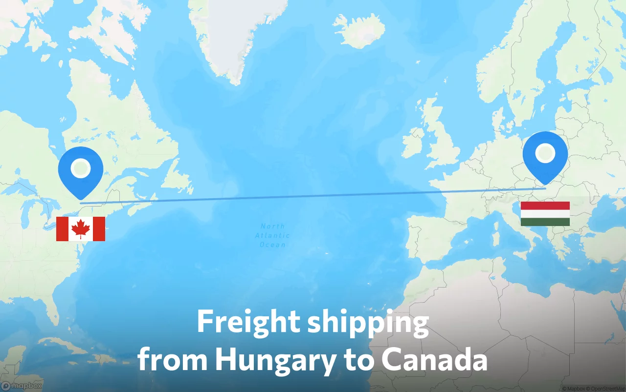 Shipping route from Hungary to Canada