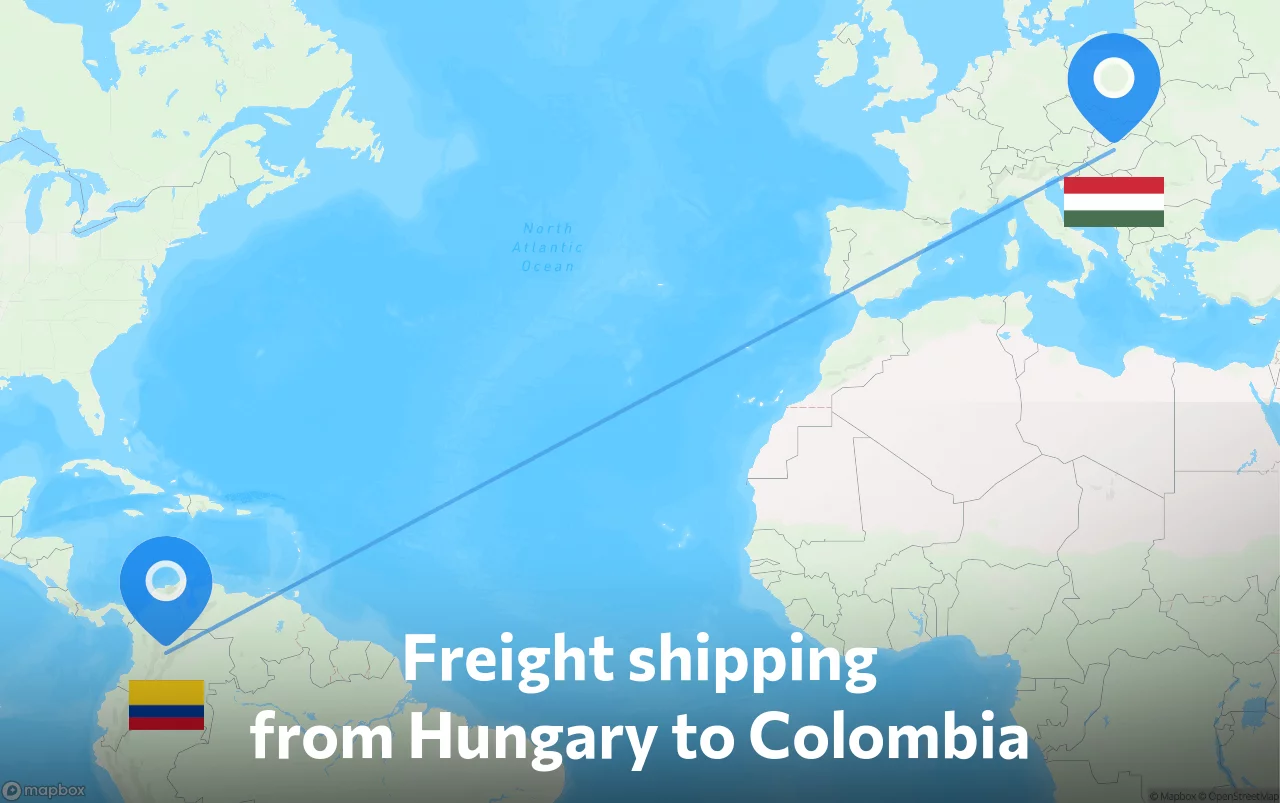 Shipping route from Hungary to Colombia