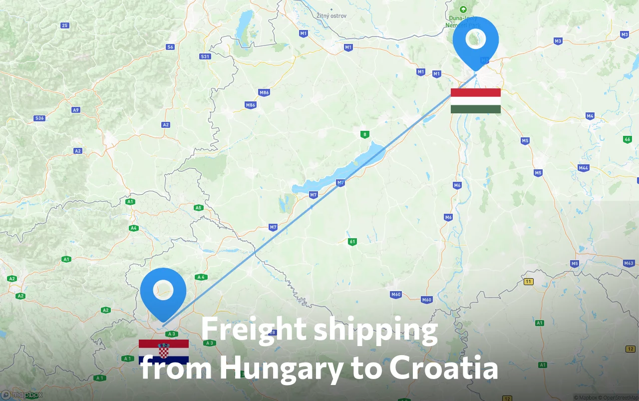 Shipping route from Hungary to Croatia