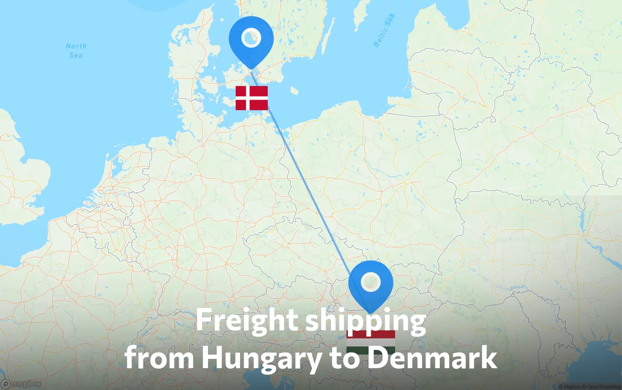 Shipping route from Hungary to Denmark