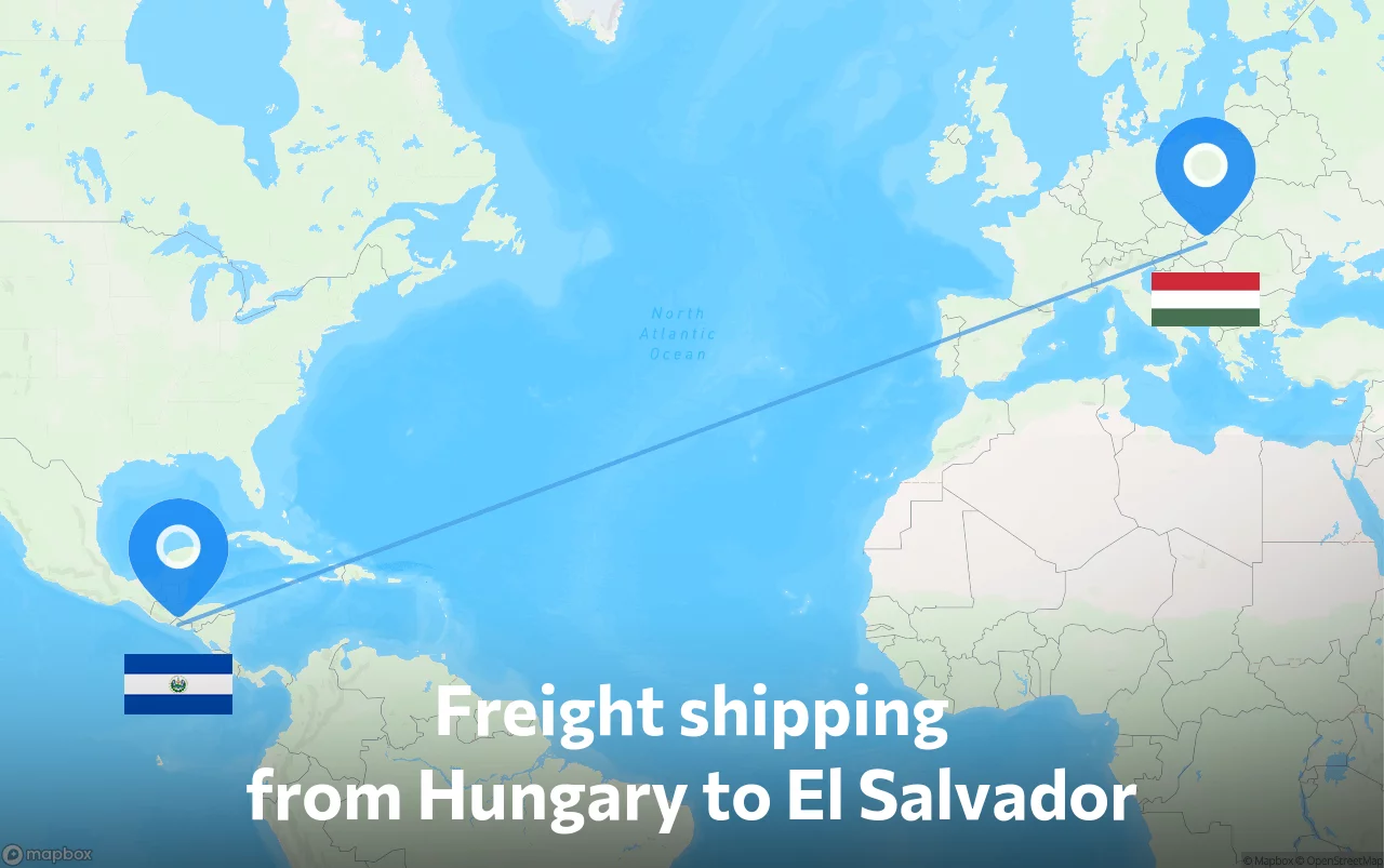 Shipping route from Hungary to El Salvador