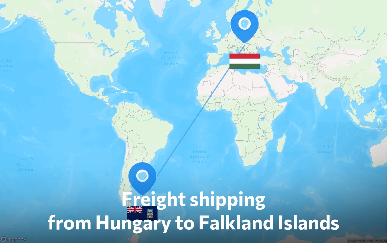 Shipping route from Hungary to Falkland Islands