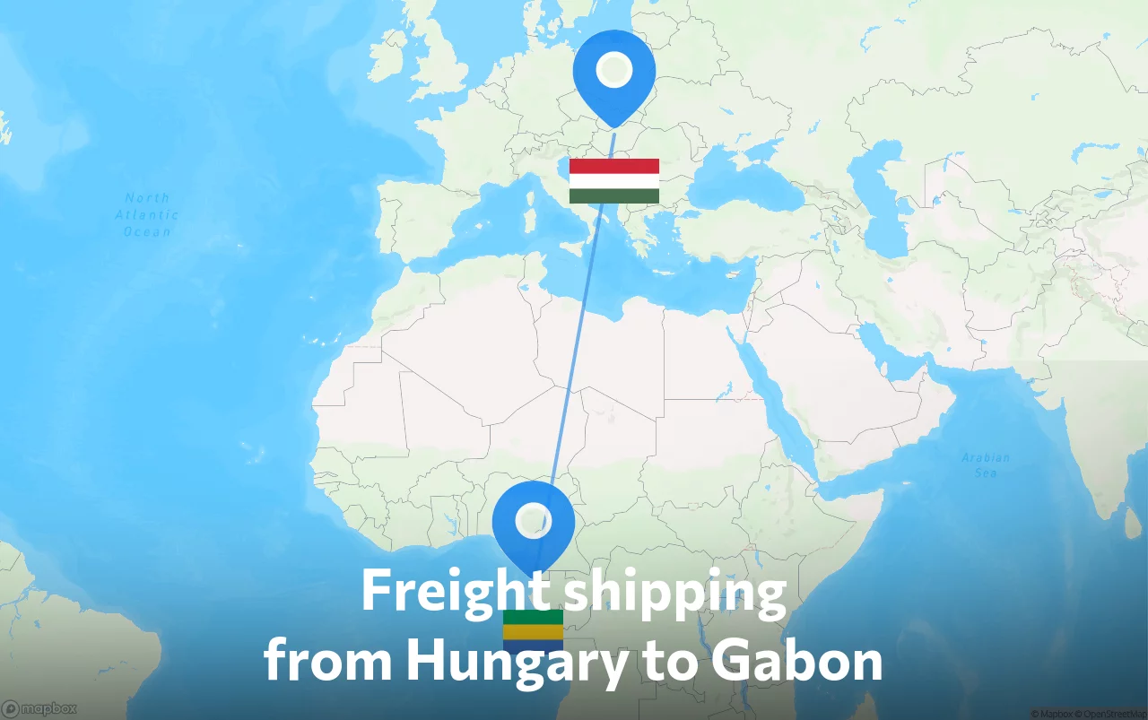 Shipping route from Hungary to Gabon