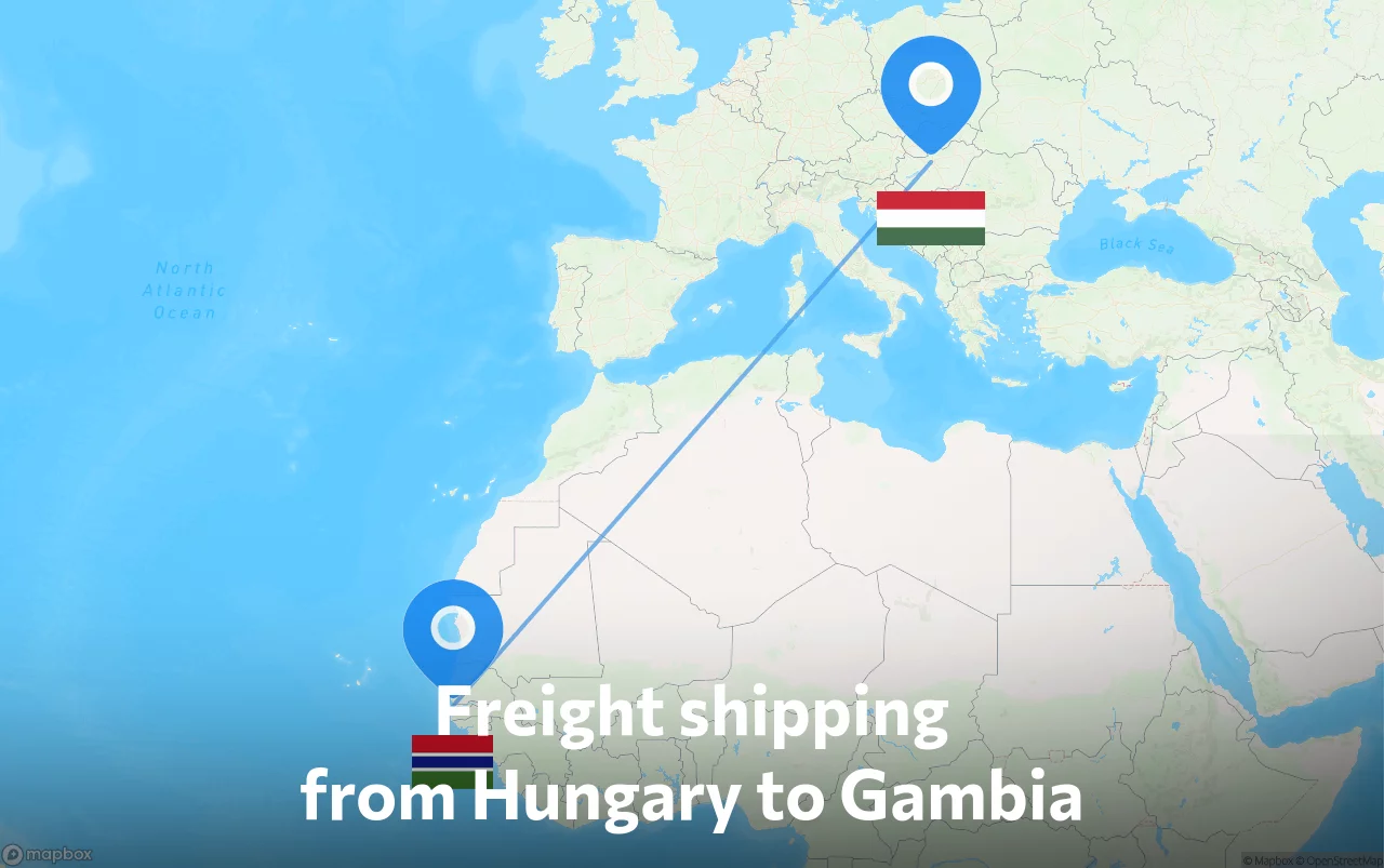 Shipping route from Hungary to Gambia