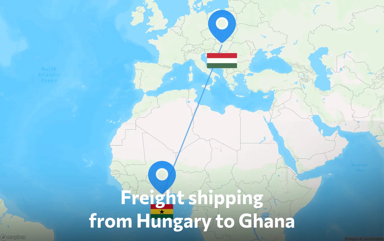 Shipping route from Hungary to Ghana