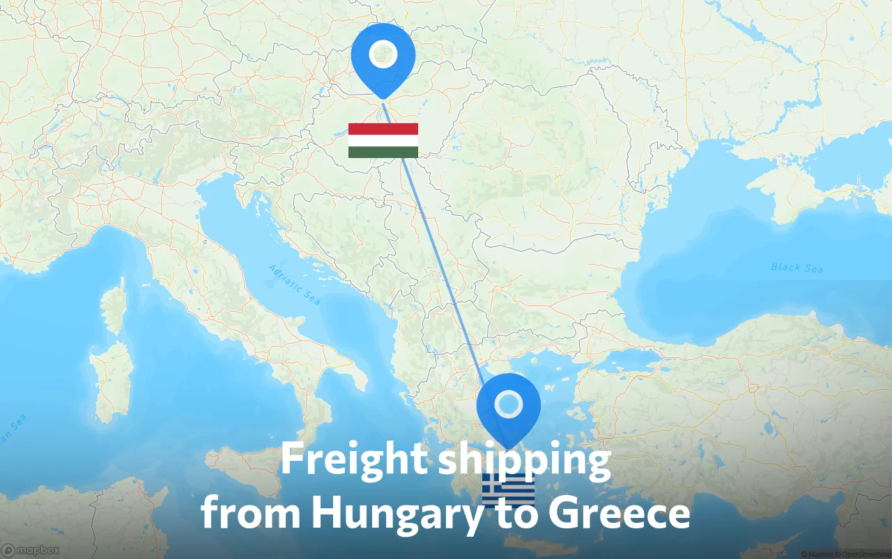 Shipping route from Hungary to Greece