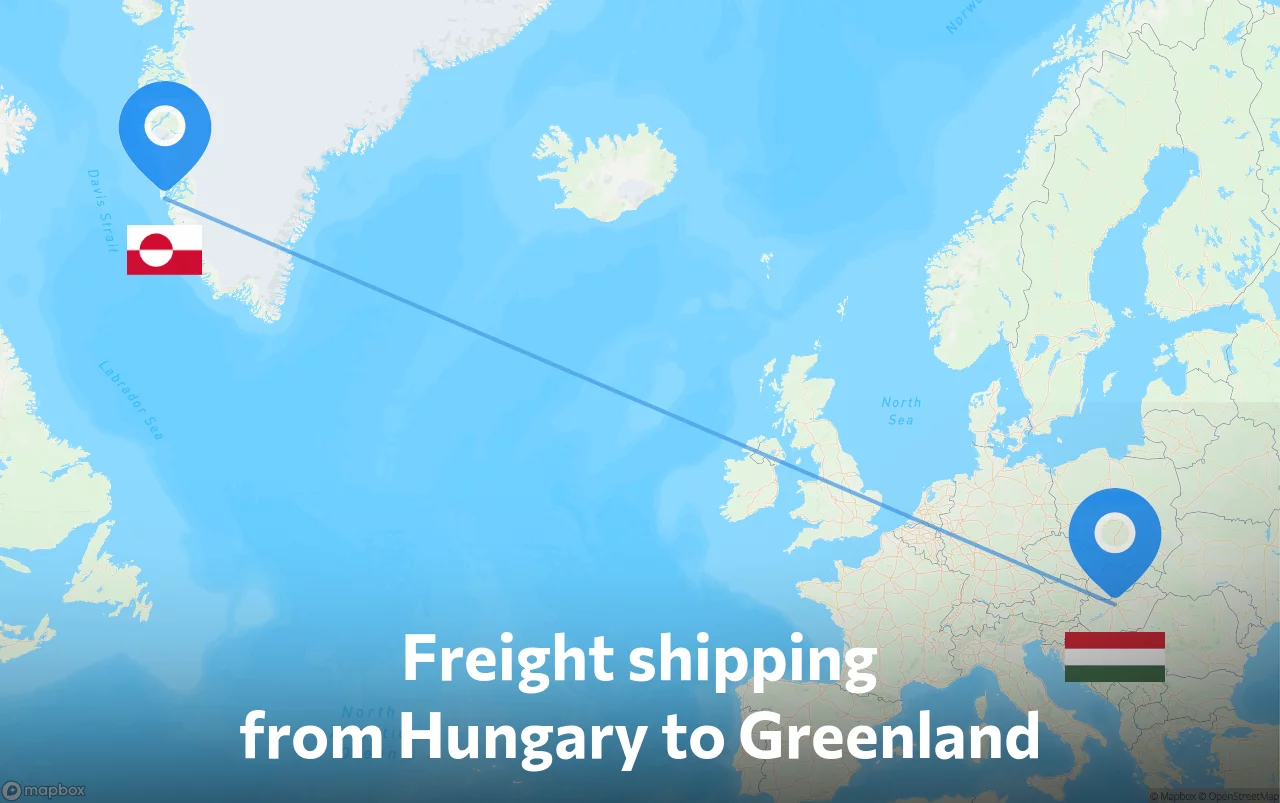 Shipping route from Hungary to Greenland