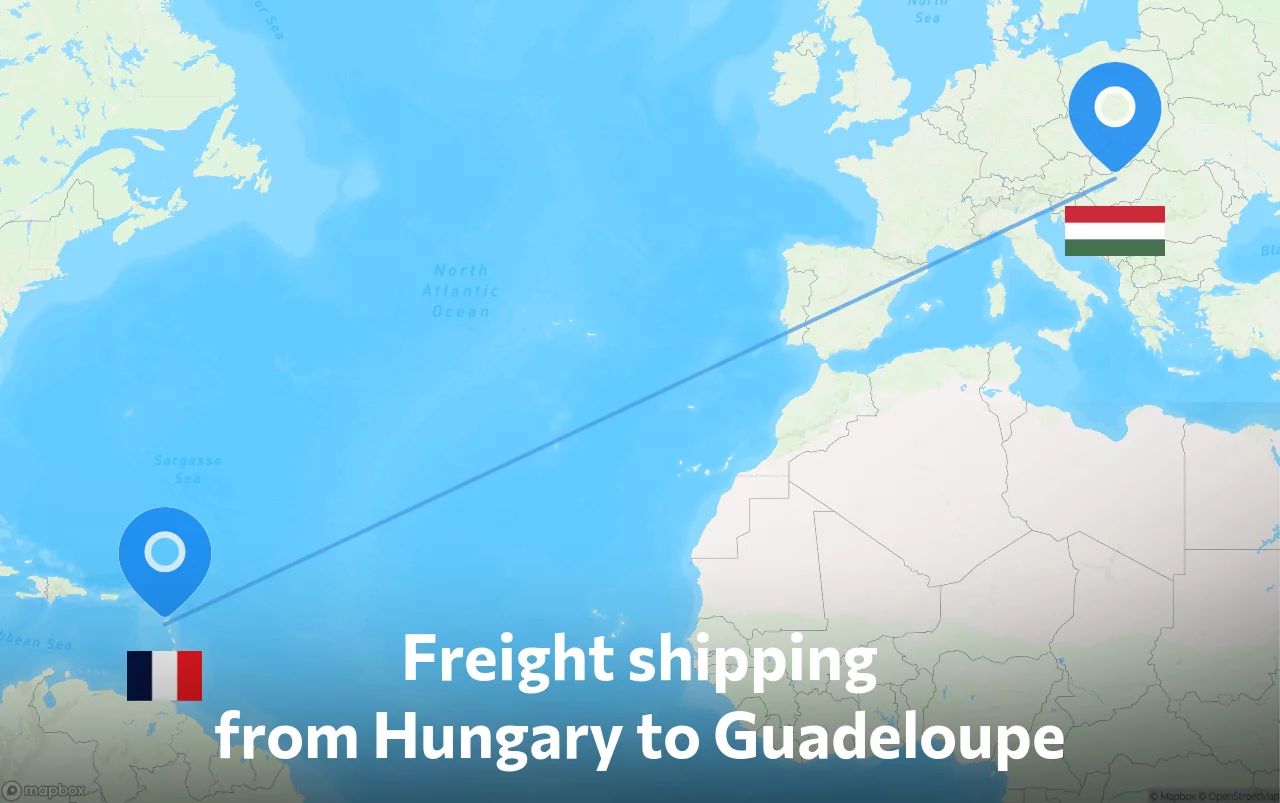 Shipping route from Hungary to Guadeloupe