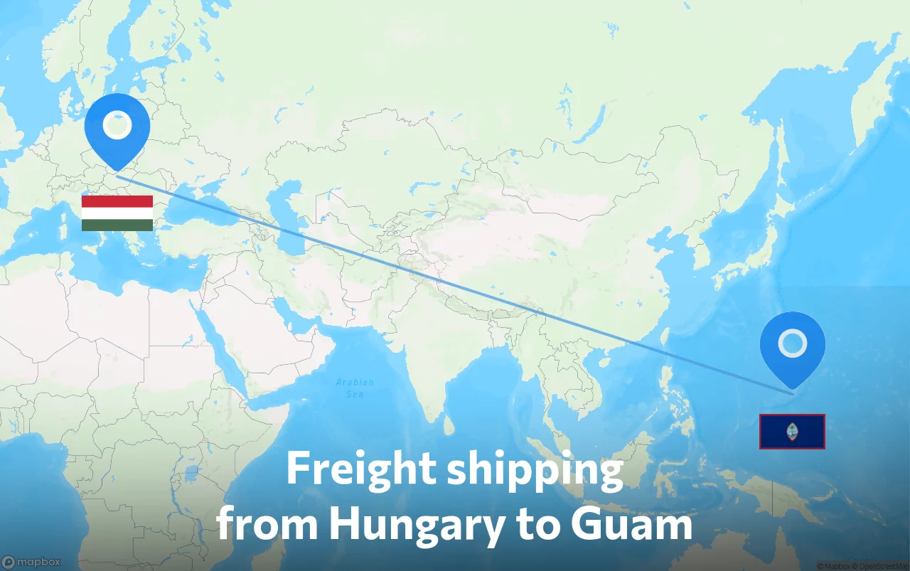 Shipping route from Hungary to Guam