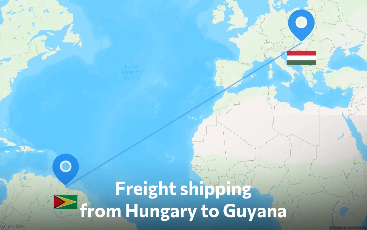 Shipping route from Hungary to Guyana