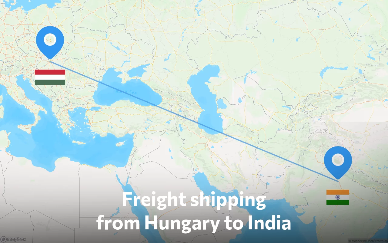 Shipping route from Hungary to India