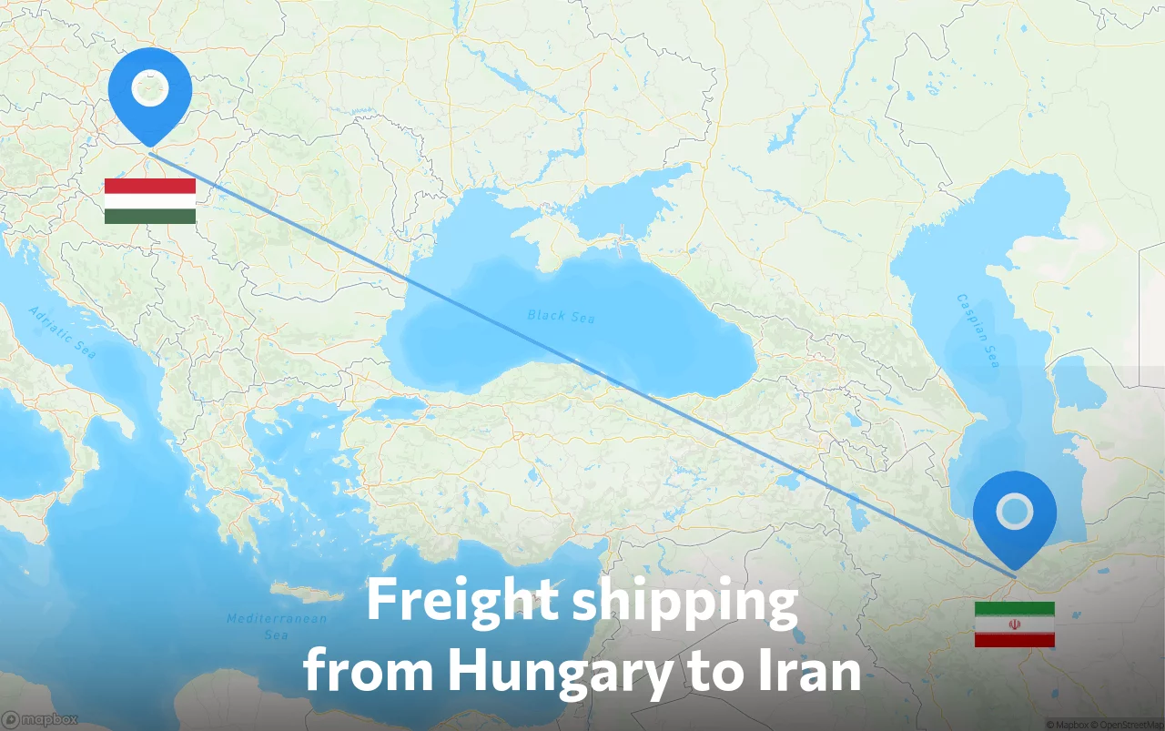 Shipping route from Hungary to Iran