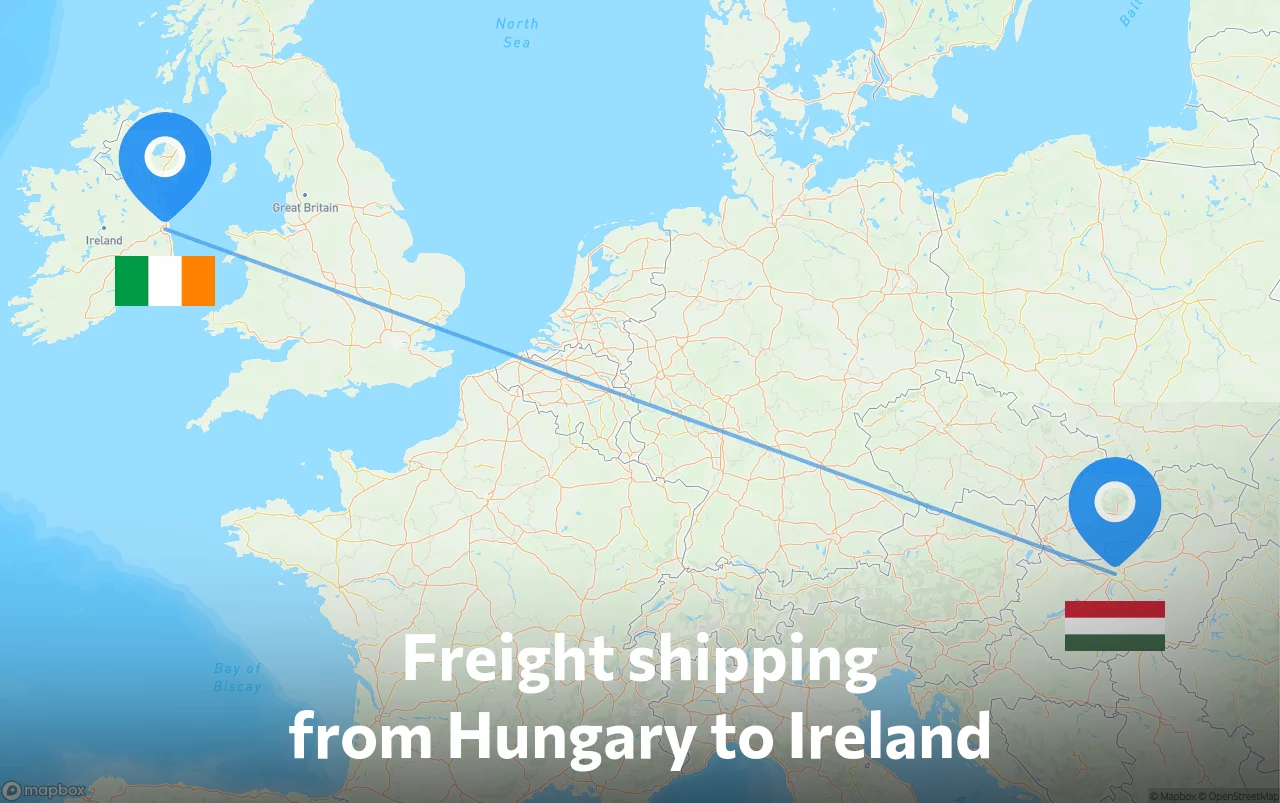 Shipping route from Hungary to Ireland