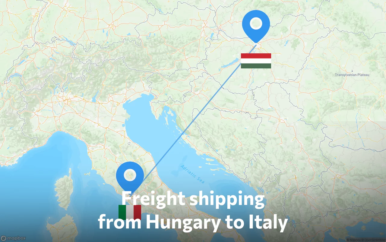 Shipping route from Hungary to Italy