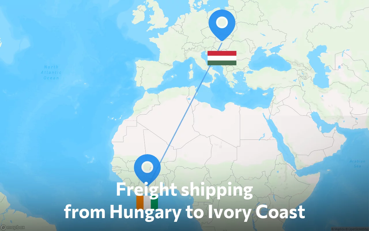 Shipping route from Hungary to Ivory Coast
