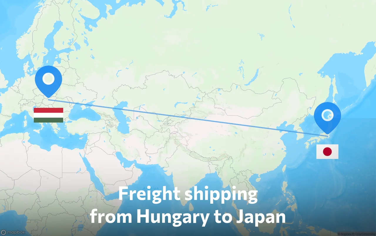 Shipping route from Hungary to Japan