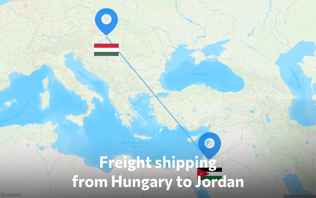 Shipping route from Hungary to Jordan