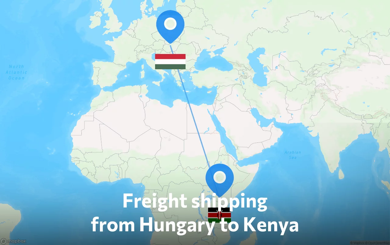 Shipping route from Hungary to Kenya