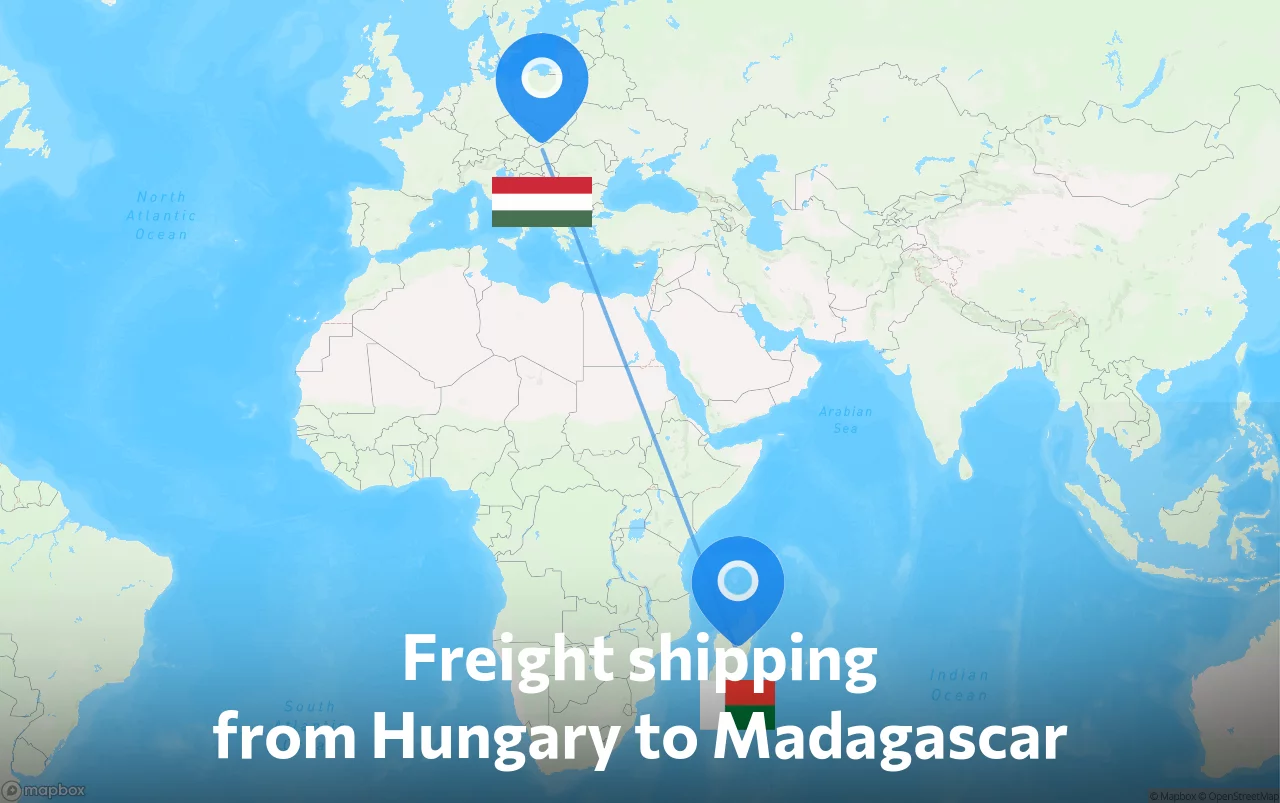 Shipping route from Hungary to Madagascar