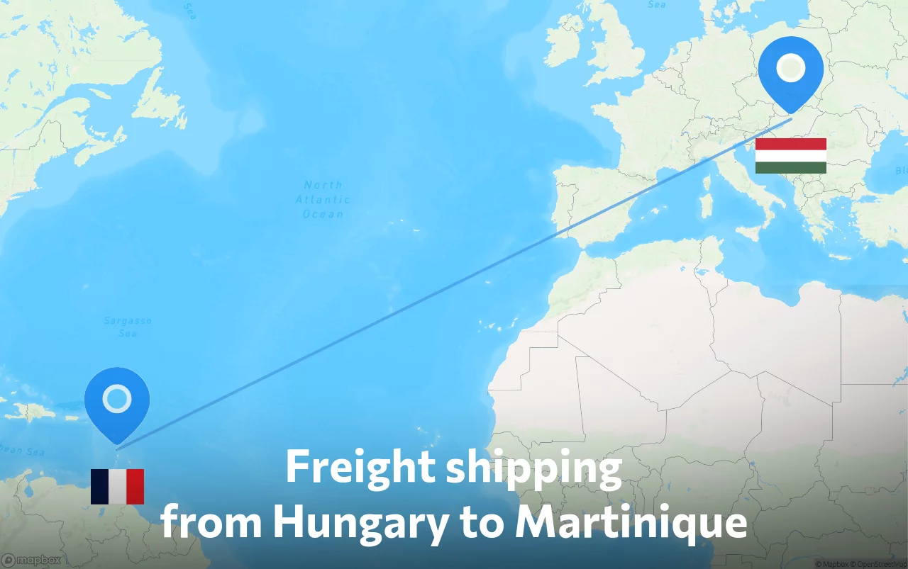 Shipping route from Hungary to Martinique