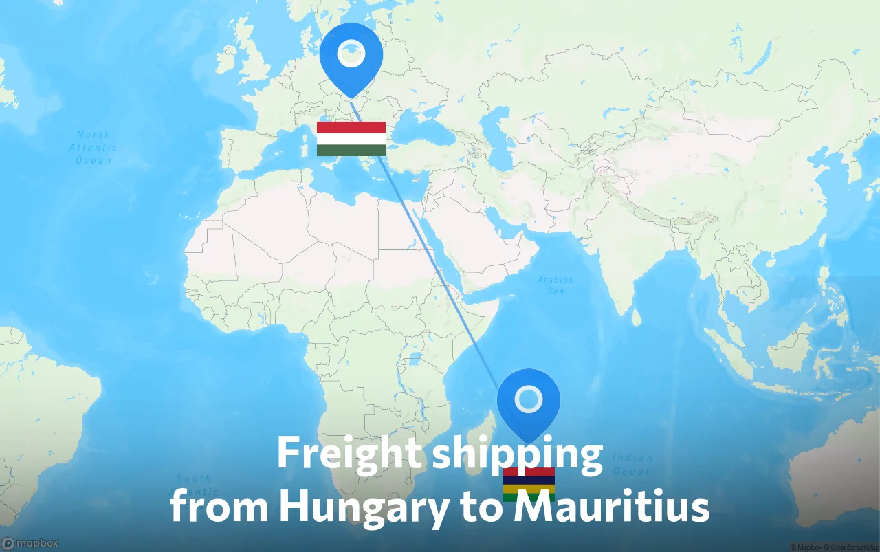 Shipping route from Hungary to Mauritius