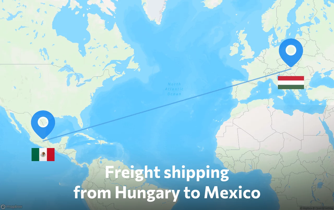 Shipping route from Hungary to Mexico