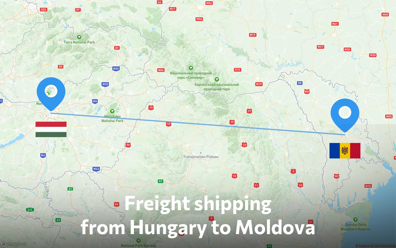 Shipping route from Hungary to Moldova