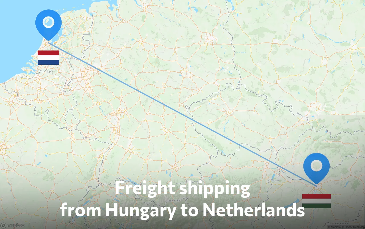 Shipping route from Hungary to Netherlands