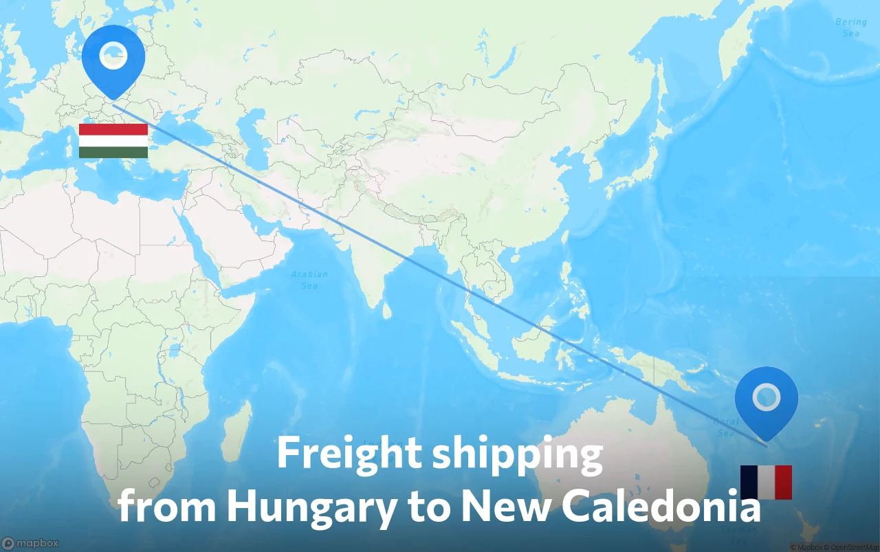 Shipping route from Hungary to New Caledonia