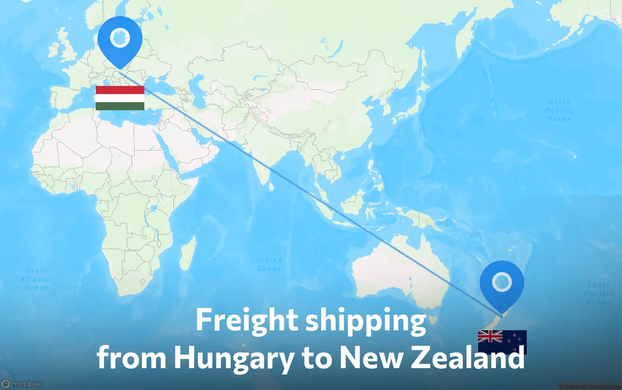 Shipping route from Hungary to New Zealand