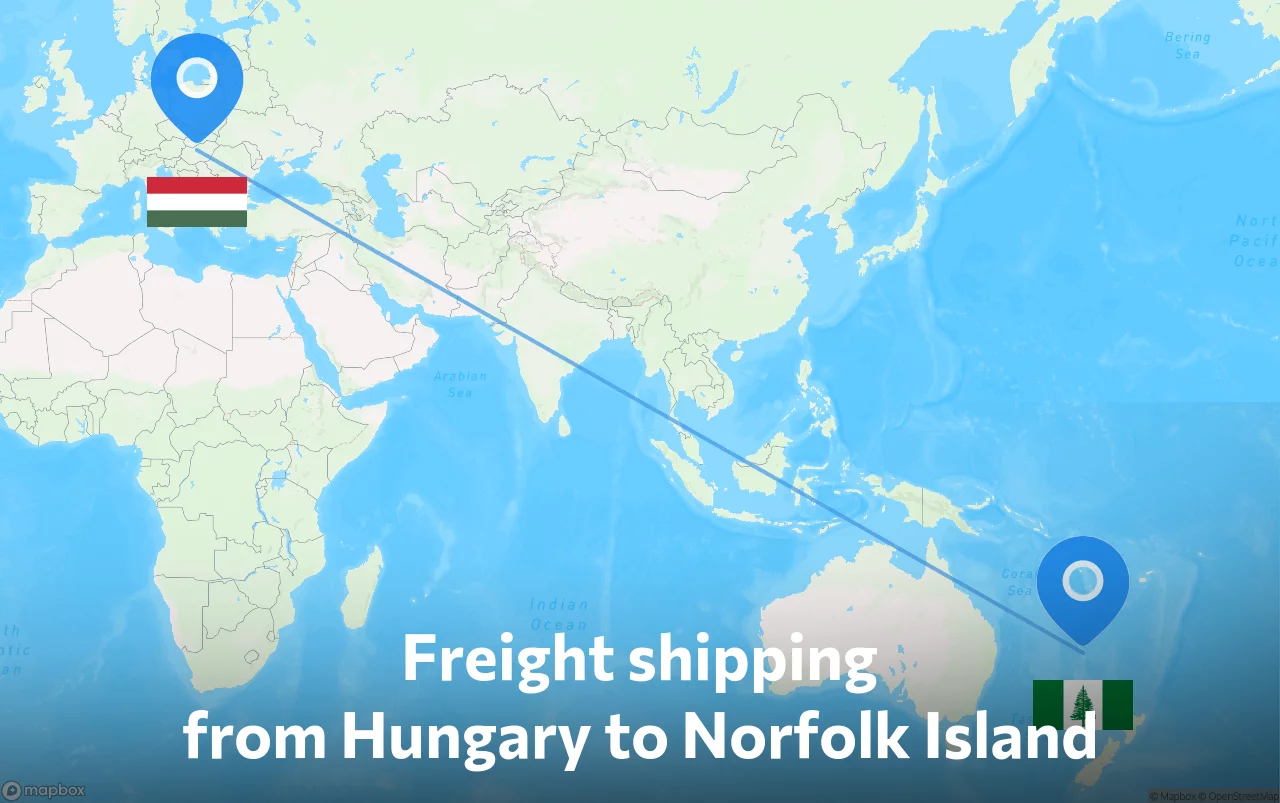 Shipping route from Hungary to Norfolk Island
