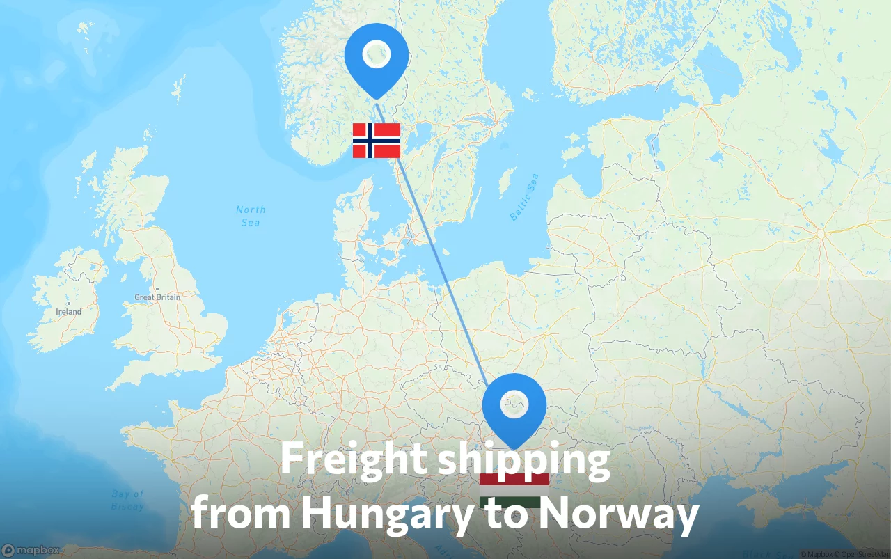 Shipping route from Hungary to Norway