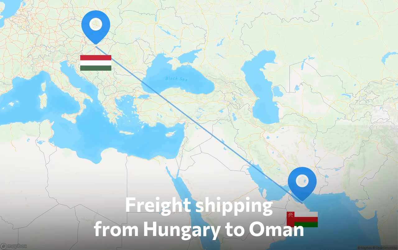Shipping route from Hungary to Oman