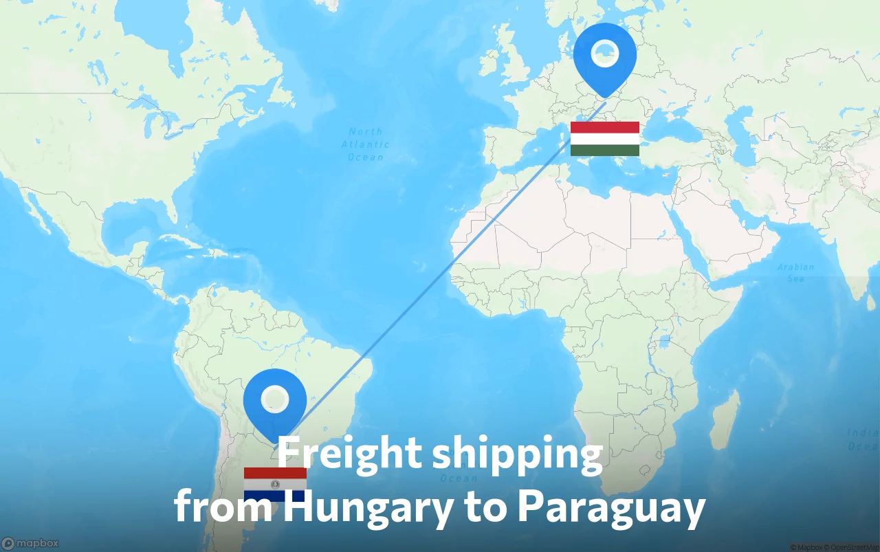 Shipping route from Hungary to Paraguay