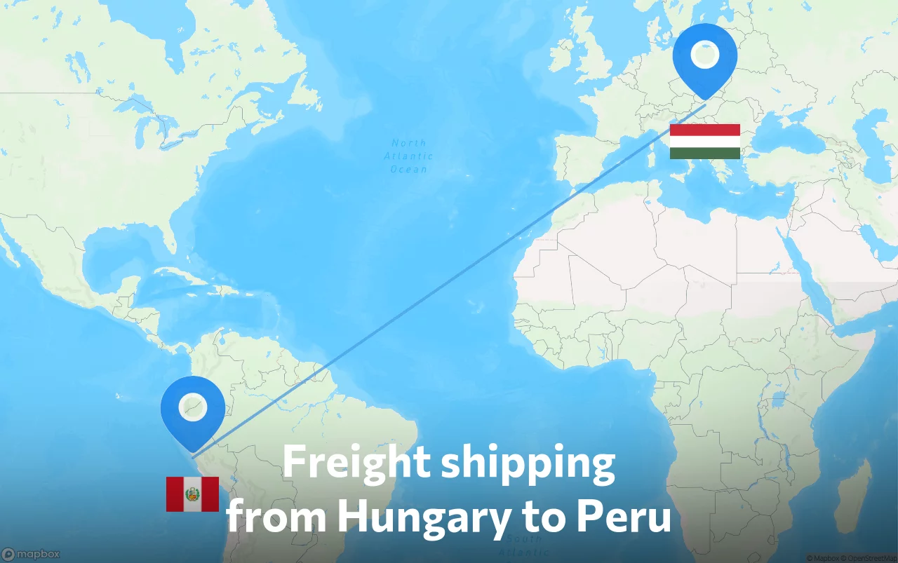 Shipping route from Hungary to Peru