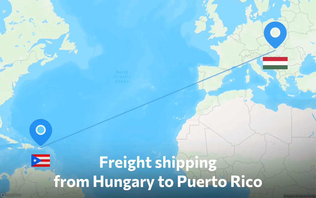 Shipping route from Hungary to Puerto Rico
