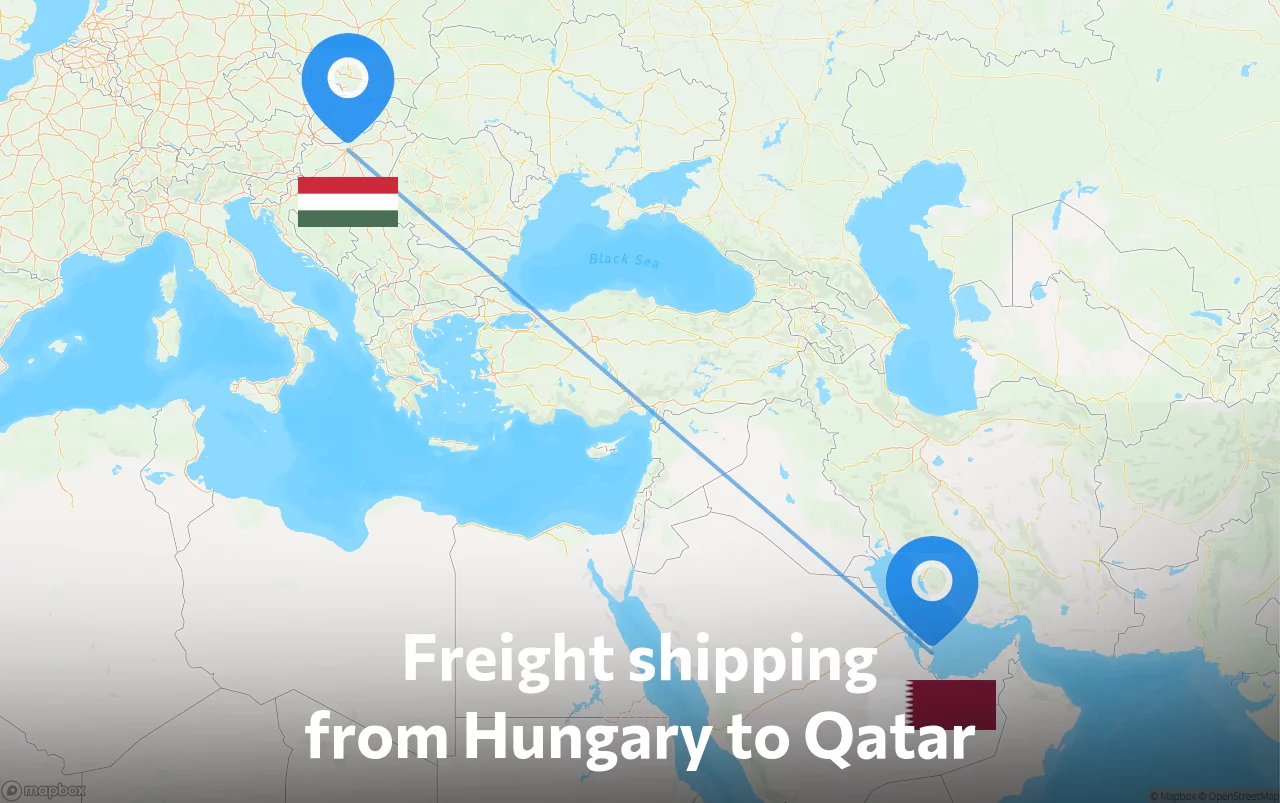 Shipping route from Hungary to Qatar