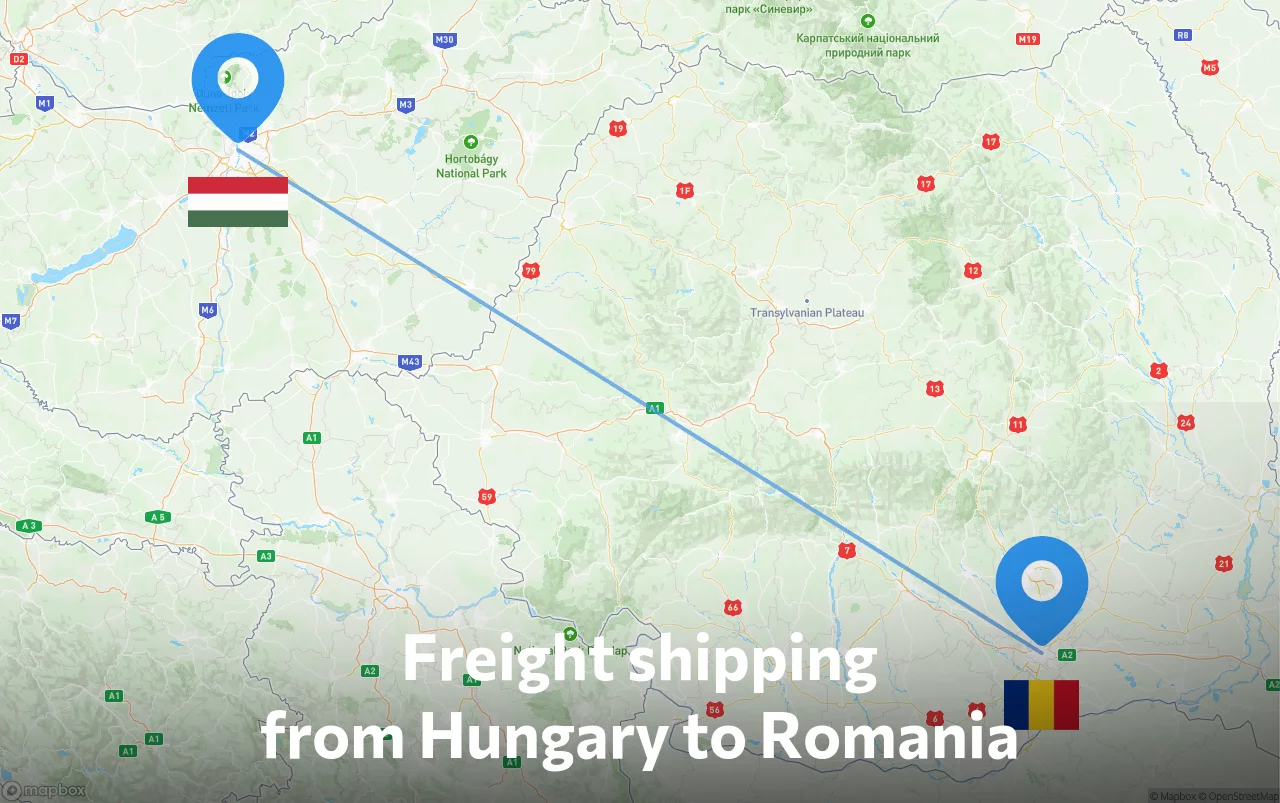 Shipping route from Hungary to Romania