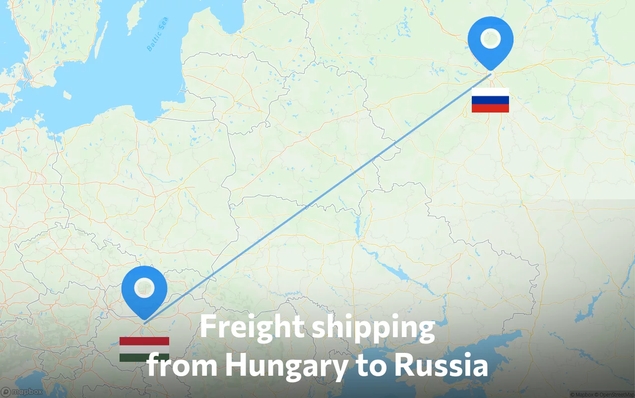 Shipping route from Hungary to Russia